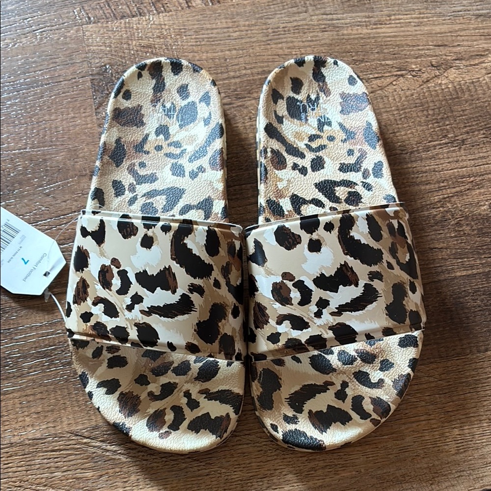 Leopard Print Slide Sandals